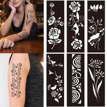 Itseliimautuva Malli Tatuointi Ontto Intian Henna Tatuointi Body Art Maali Tatuointi Sapluuna Uusi Naisten Kauneus Häät Meikki Muoti