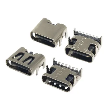 10kpl C-Tyypin USB3.1 Naaras 6Pin SMT Socket-Liitin Sijoitus SMD DIP-PCB Design DIY Suuri virta Latauksen 6P