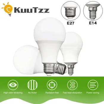KuuTzz LED-Lamppu E14 E27 AC 85V-265V 3W 5W 7W 9W 12W 15W 18W LED-lamppu Säästää Kylmä Lämmin Valkoinen Led-Lamput olohuone makuuhuone