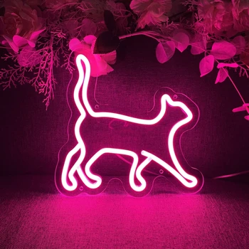 Kissa valomainos USB LED Neon Valo Yö kanssa Rekisteröidy Lasten Makuuhuoneen Seinä Sisustus Neon Valaisimet Luova Syntymäpäivä Lahja Huone Wall Decor