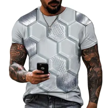 Uusi miesten T-paita 3D-tulostus jalkapallo tulosta hip-hop-O-kaula lyhythihainen paita abstrakti Harajuku ylisuuri miesten paita