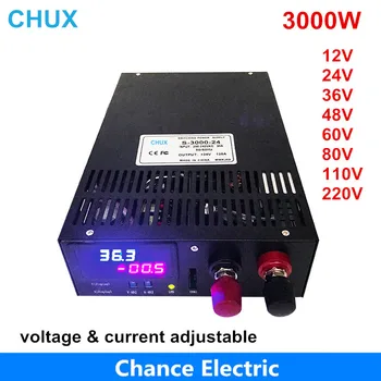 CHUX 3000W Kytkentä virtalähde 0-12V Säädettävä Ulostulo 15V 24V 36V 48V 60V 80V 100V 110V 200V 300V AC DC Led-Dispaly SMPS