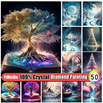 YiMeiDo 100% Kristalli Timantti Kirjonta Puu 5d Mosaiikki Strassit Diamond Maalaus Maisema, Taide-kuva Käsityö Kodin Sisustus
