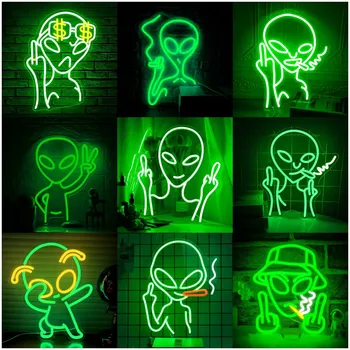 Vihreä Tupakointi Ulkomaalainen Led-valomainos Kevyt Seinä Sisustus USB Powered Neon Ulkomaalainen Lahjoja Lapsille Peli Kotiin Syntymäpäivä Neon Sisustus