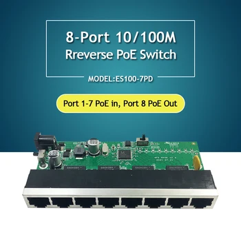5kpl 8-Port 10/100M Ethernet-Reverse Poe-Kytkin plus vlan 8 Rreverse Kytkin pcb board Portti lightning-suojaus
