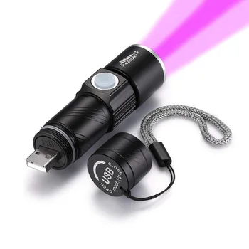 UV-Lamppu USB-Ladattava 3-Tilassa 395nm Uv-Mini UV-LED Taskulamppu Jade Fluoresoiva Rahan Detektori UV Kuivatuksen Valo UV LED