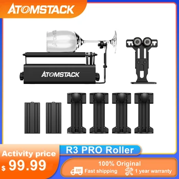 ATOMSTACK R3 PRO Roller Alumiini Metalliseos Rotary Kaivertaja Yhteensopiva 95% CNC Laser Kaiverrus Koneet Ortur NEJE Twotress