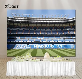 PHOTURT Real Madrid Bernabeu-jalkapallostadion Lapset Syntymäpäivä Tausta Urheilu Teema Vinyyli Polyesteri Valokuva Valokuvaus Rekvisiitta