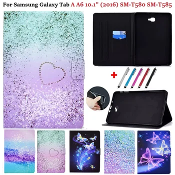 Kuori Samsung Tab 6 10.1 Case 2016 SM-T580 PU-Nahka Seistä suojakotelo Samsung Galaxy Tab A-A6 10 1 Tablet Cover-T585 T580