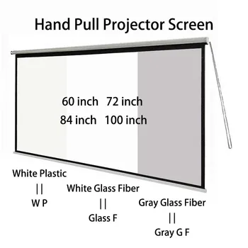 Thinyou kannettava valkokangas 60 72 84 100inch 16:9 valkoinen muovi valkoinen lasikuitu harmaa lasikuitu seinälle