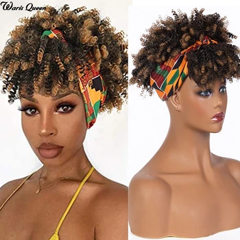 Ruskea Vaalea Panta Peruukit Synteettinen Musta Naisten Lyhyt Afro Kinky Kihara Kääri Peruukki Lämmönkestävä Hiukset