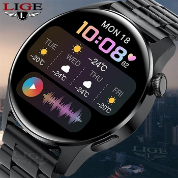 LIGE Uusi Bluetooth Soittaa Smart watch Miesten Full touch-Näyttö Sports fitness watch Bluetooth-Sopii Android ios Smart watch