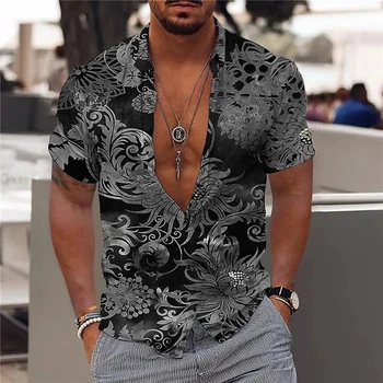 2023 Hawaiian Trooppinen Miesten Paidat 3d Beach Holiday Lyhyt Hiha Kesä Ylimitoitettu Topit T-Paita Mies Kukka Pusero 5xl Camisa