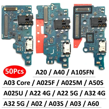 50kpl，Alkuperäinen Samsung A20 A40 A50S A60 A105FN A03S A03 A02S A025U A22 A32 4G 5G USB-latauspistoke Port-Liitäntään Flex Board