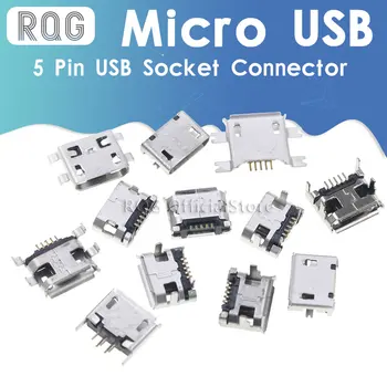 60pcs/paljon, 5 Pin-SMT Socket-Liitin Mikro-USB-Tyyppi B Naaras Sijoitus 12 Malleja SMD DIP Socket-Liitäntä