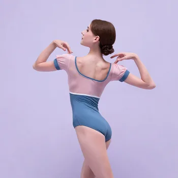 Uusi Tyylikäs Baletti Trikoot Naisten Alkuunsa hiha Ompelemalla Väri lyhythihainen Voimistelu Trikoot Ballerina Suorituskyvyn Vaatteet