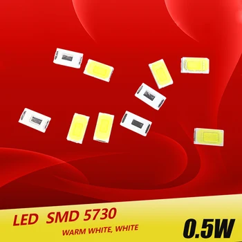 100kpl / paljon 5730SMD 0.5 W led helmiä pelimerkkejä bulb-diodi-lamppu Lämmin valkoinen / valkoinen LED-LAMPPU