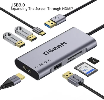 7 in 1 USB 3.0-Telakka Hub-Sovitin Alumiini-Sovitin, HDMI 1080p-Ulostulo Yhteensopiva Windows -, Mac -, Android -