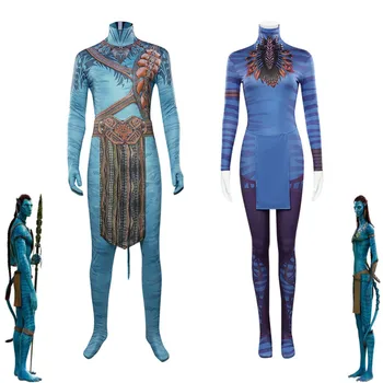 Elokuva Avatar, Jake Sully Neytiri Cosplay Puku Tiukka Tulostus Jumpsuits Nainen Mies Zentai Bodysuit Halloween Karnevaali Osapuolen Puku