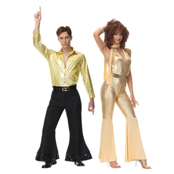 Vintage Rock-Disco ystäville Laulaja Naisten Puvut Halloween-70-80-luvun Hippi Cosplay Puku Vaiheessa Suorituskyky golden Tanssia Asu