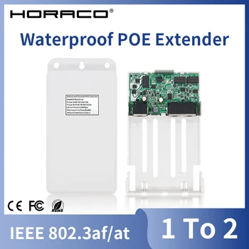 HORACO POE Extender-2 Port Vedenpitävä IEEE 802.3 at / 802.3 af 10/100Mbps Verkon POE-Toistin Siirto Extender-laitteen IP-Kamera