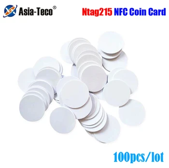 100/50kpl NFC Ntag215 Kolikon TAG Avain 13.56 MHz NTAG 215 Yleinen Etiketti Ultralight RFID-Tunnisteet Tarrat 25 mm Halkaisija