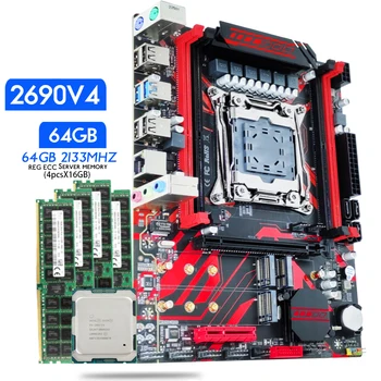 Atermiter X99 D4 Emolevy Asettaa Xeon E5-2690 V4 CPU LGA 2011-3-Prosessori, DDR4-64 ( 4 X 16 GB ) 2133 mhz RAM-Muistia ECC REG