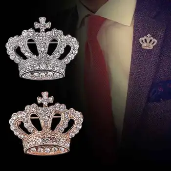 Crystal Tekojalokivi Rajat Crown Rintakoru Merkit Royal Luxury Käänne Miesten Puku Pin-Rintakoruja naisten Tarvikkeet Tukku Korut