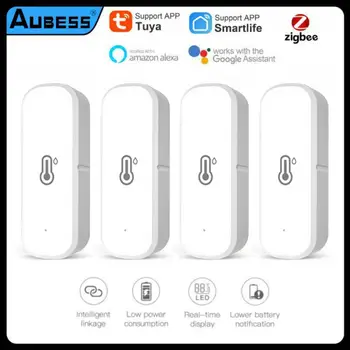 AUBESS WiFi-Lämpötila-Kosteus-Anturi Sisäuima-Lämpömittari Kosteusmittari Älykäs Koti hälytysjärjestelmä Tuya Smart Life Alexa