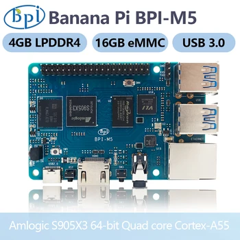 Banana PI BPI-M5 Amlogic S905X3 Quad Core ARM Mali G31 4GB LPDDR4 RAM 16GB eMMC Flash-Tuki Linux-Ubuntu, Debian-Single Board