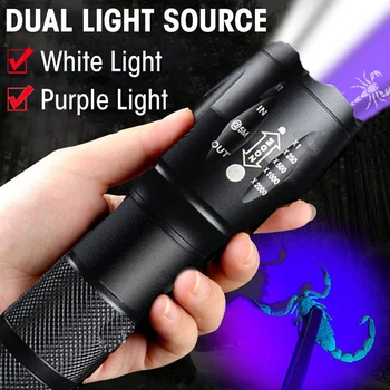 Uv-Valkoinen Valo Dual valonlähde LED Taskulamppu Zoom-Musta Fluoresoiva Valo, Uv-Taskulamppu Lamppu Tunnistus Lamppu