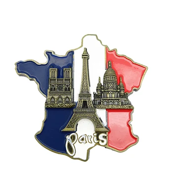 Luova 3D-Metalli Magneetti Ranska Kartta Jääkaappi Tarra Tarra Hartsi Pariisin Turisti Matkamuisto Kotiin Jääkaappi Magneetti Sisustus
