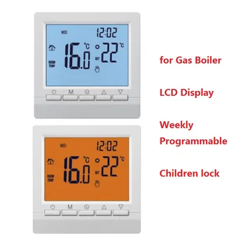 Kaasukattila Lämmitys Termostaatti Kuiva Yhteyttä Ohjelmoitavaa Lämpötila-Ohjain Digitaalinen LCD-Näyttö Powered by AA Batterty