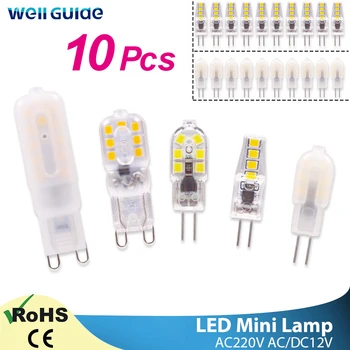 10PCS LED-Lamppu G4 G9 LED-Lamppu 3W 6W AC 220V AC/DC 12V Lampun SMD2835 led Spotlight Kattokruunu Valaistus 30w 40w Halogeenilamppu