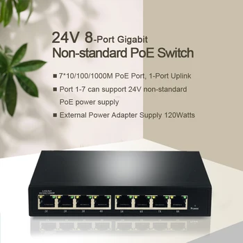 24V ei-hallittava 8-Porttinen Gigabit PoE-Kytkin, Ei-standardi 7*10/100/1000MBPS POE-Portti ,8-Portti Uplink
