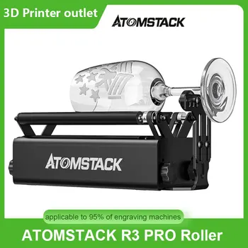 ATOMSTACK R3 Pro 24W Laser Kaiverrus-Akselin ympäri Pyörivä Rulla Laitteen 360° Osa CNC Reititin Kaivertaja Lieriömäinen, Pyöreä Esineitä Tölkit