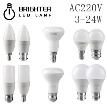 LED-Energiaa Säästävä Lamppu AC220V E14 E27 B22 3w-24w 3000K 4000K 6000K Lamppu Ce Rohs Kotiin Office Sisustus