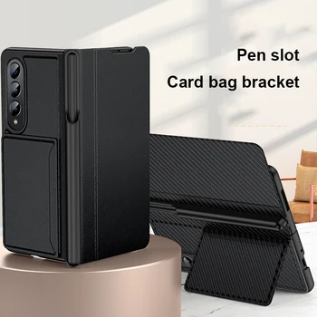 Kortti Laukku Teline 2-in-1 nahkakotelo Samsung Galaxy Z-Fold 3 4 5G Puolella Kynä Korttipaikka Muotoilu Puhelin Tapauksessa Kaikki-ovat Magneettinen Kansi
