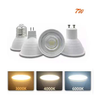 LED COB Spotlight E14 E27 GU10 GU5.3 MR16 B15 E12 7W Himmennettävä LED-Lamppu 220V 110V Alumiini-Korkea Laatu Super Kirkas led-Lamppu