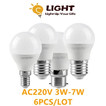 6kpl/paljon LED Kupla Pallo Lamppu, Valo G45 E14 B22 3W 7W AC220V-240V Lämmin Valkoinen Kylmä Valkoinen LED-Lamppu