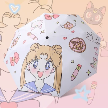Sanrio Kawaii Sailor Moon Lämpötila Sarjakuva Taitto Vinyyli Aurinkoinen ja Sade Sateenvarjo Pieni Tuore Aurinkovoidetta Päivänvarjo Hieno Lahja