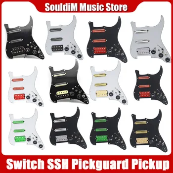 SSH-Kitara Pickguard Pickup kanssa Singlecut Johdotus Ladattu kytketty itsetuho Double Coil Guitar Pick Guard Scratchplate Kokoonpano