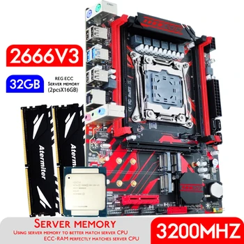 Atermiter X99 Emolevy combo Asettaa Kit LGA 2011-3 Xeon E5-2666 V3 SUORITTIMEN ja DDR4-32GB (2kpl x 16gb) REG ECC RAM-muisti