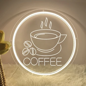 Custom Kahvia valomainos Kauppa Kotiin Nainen Tytöt Huoneen Sisustus seinien Koristeluun 3D-Veisto-Merkki Led-Valon Merkkejä Joulun Lahja