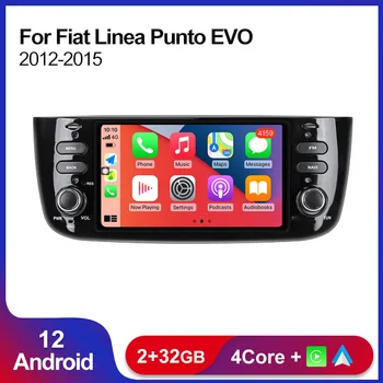 Android-12 Auton Radio Automotivo Fiat Linea Punto EVO 2012 - 2015 Langaton Carplay Auto WIFI BT Multimedia-Soitin Auton