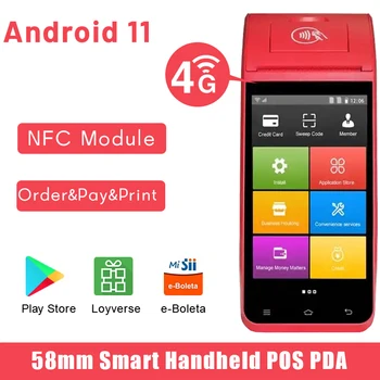 4G Handheld POS PDA Printer Android11 58mm Lämpö Lippu Tulostin Mobile Kuitti Laskun kassapääte Tulostimen NFC-2+16GB Impressora