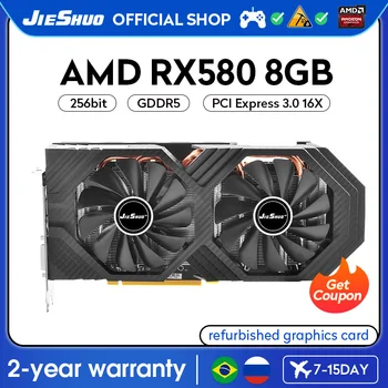 JIESHUO AMD RX 580 8GB Pelaamista Näytönohjain GDDR5 GPU 256bit 2304 PCI-E 3.0 RX580 8G Pöytätietokoneen Video Toimisto KAS RVN CFX