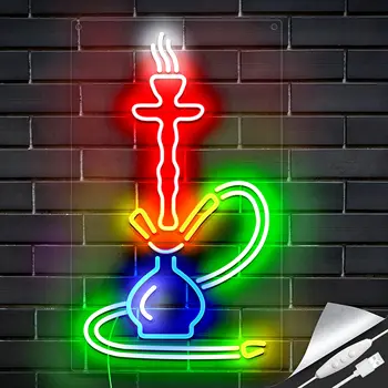 Vesipiippu valomainos Henkilökohtainen Neon Merkkejä Baari Home Room-Ravintolassa Seinän Koristelu Neon Valo USB Akryyli Smoke Shop Merkki