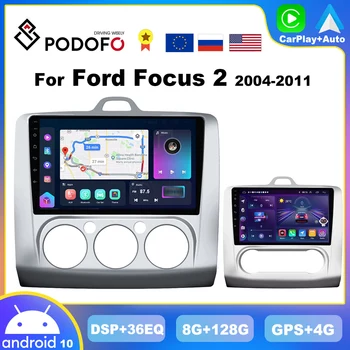 Podofo AI Ääni CarPlay Auton Radio Ford Focus 2 3 Mk2 Mk3 2004-2011 Android Auto 4G Multimedia-GPS-2 din Autoradio Stereo DSP